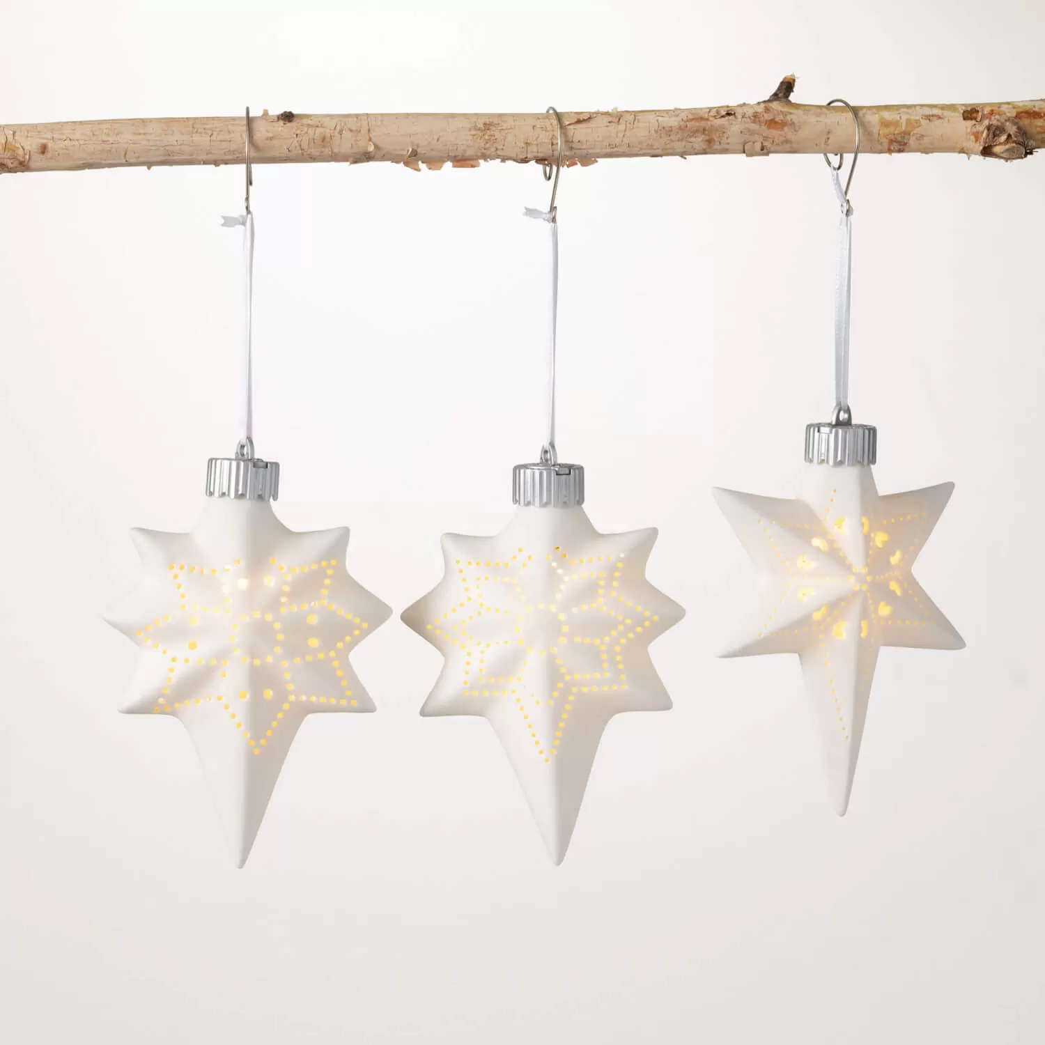 Led Ceramic Snowflake Set Of 3