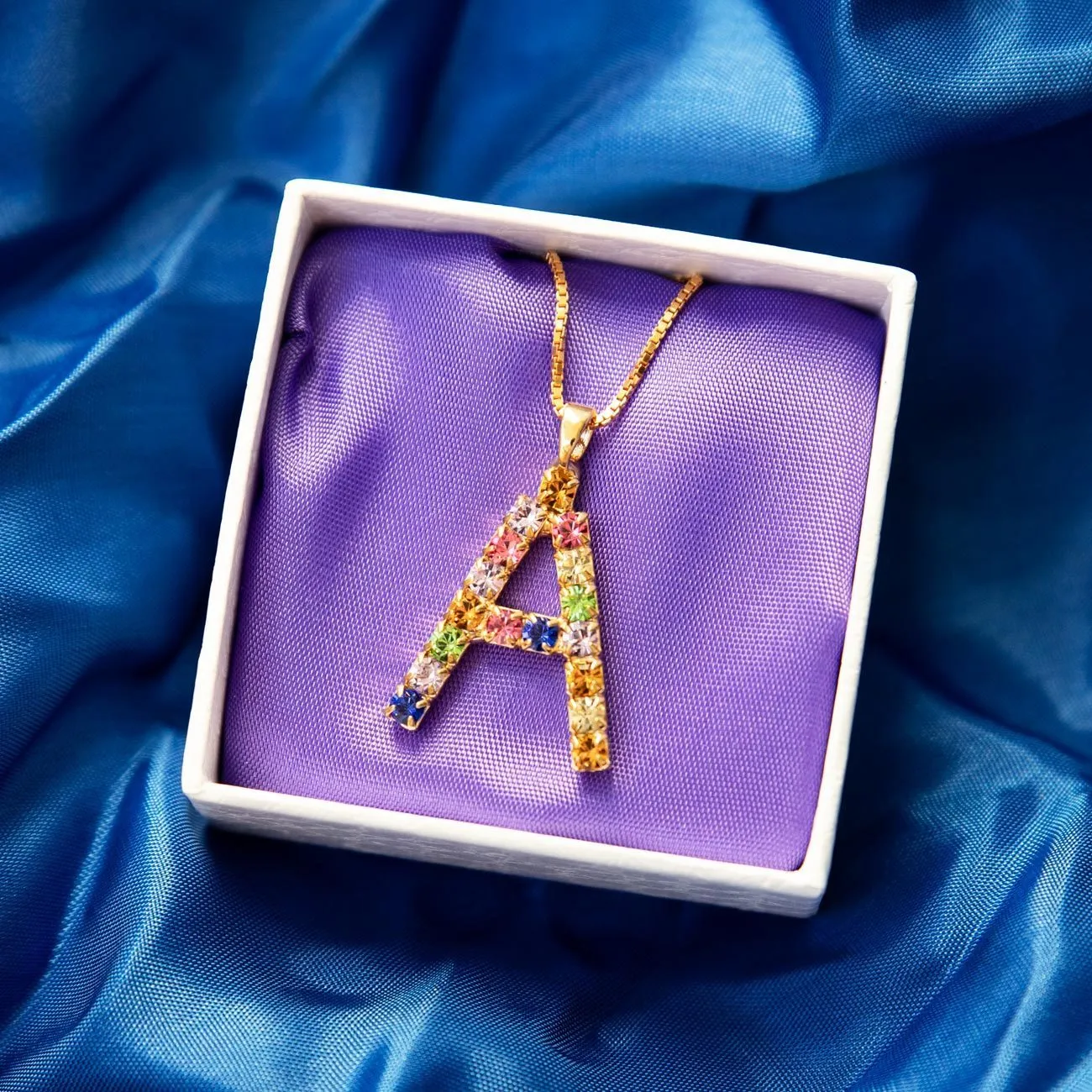 Letter Necklace A / Rainbow Combo