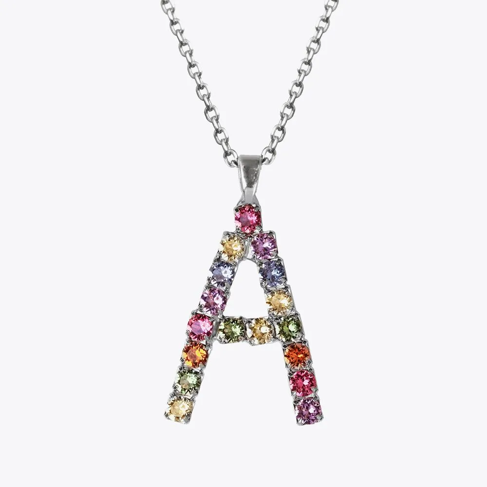 Letter Necklace A / Rainbow Combo