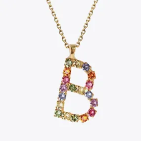 Letter Necklace B / Rainbow Combo