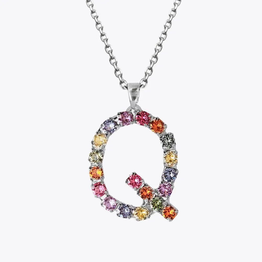 Letter Necklace Q / Rainbow Combo