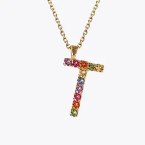 Letter Necklace T / Rainbow Combo