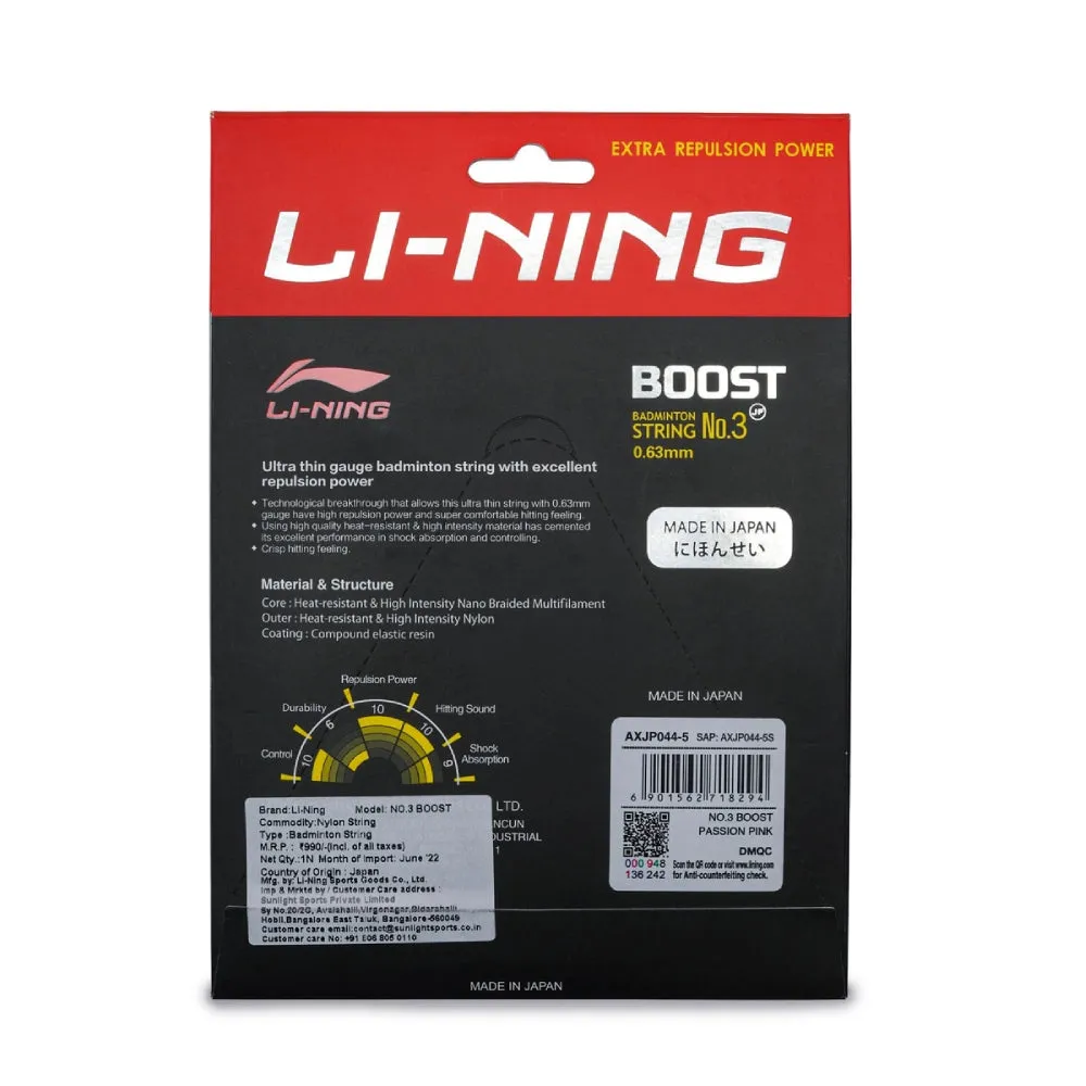 Li-Ning No. 3 Boost Badminton String (Passion Pink)