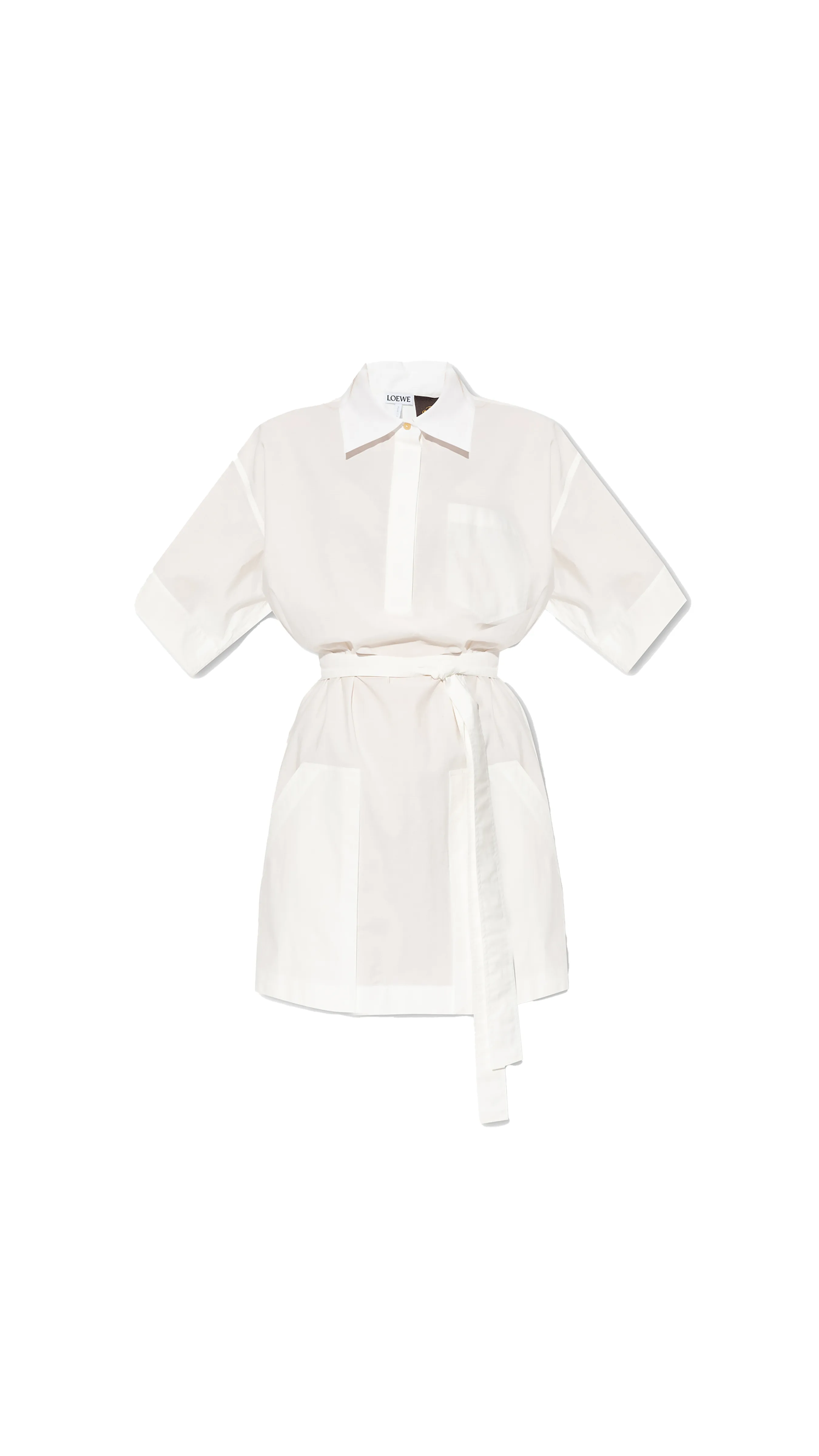 Loewe Workwear Mini In Cotton Dress - Optic White