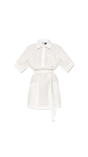 Loewe Workwear Mini In Cotton Dress - Optic White