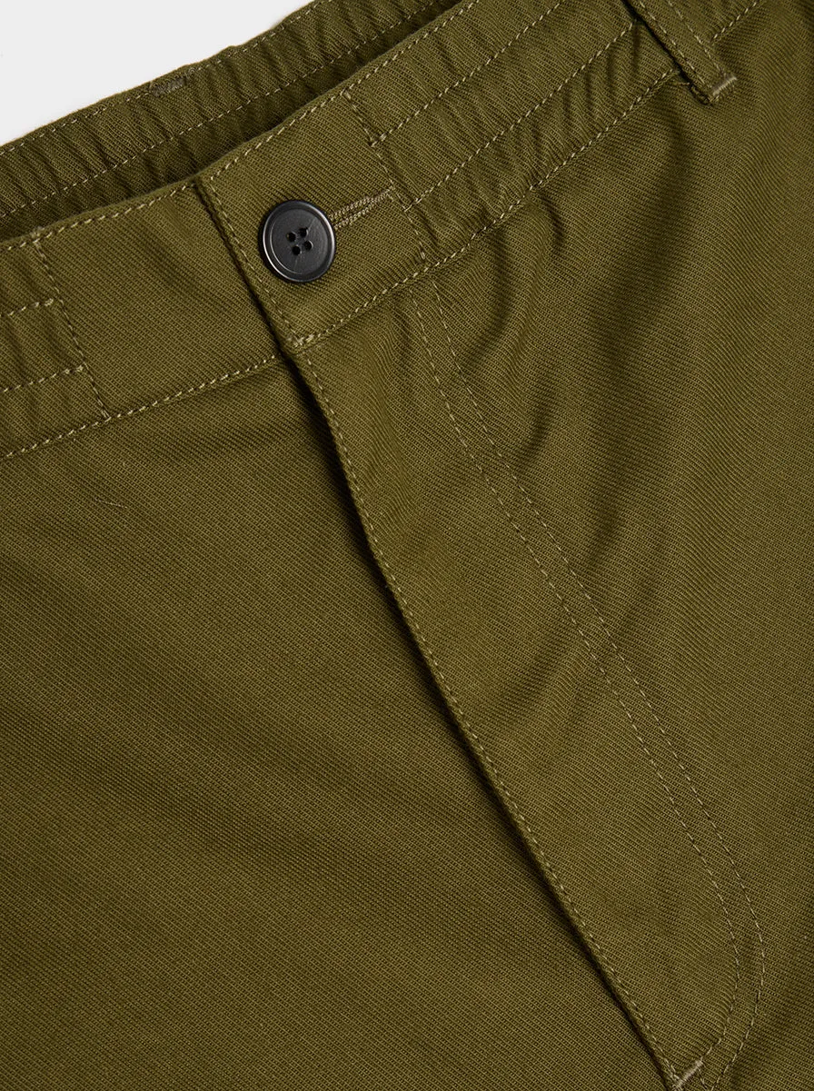 Loose Fit Drawstring Cargo Workwear Pant, Leaf Green