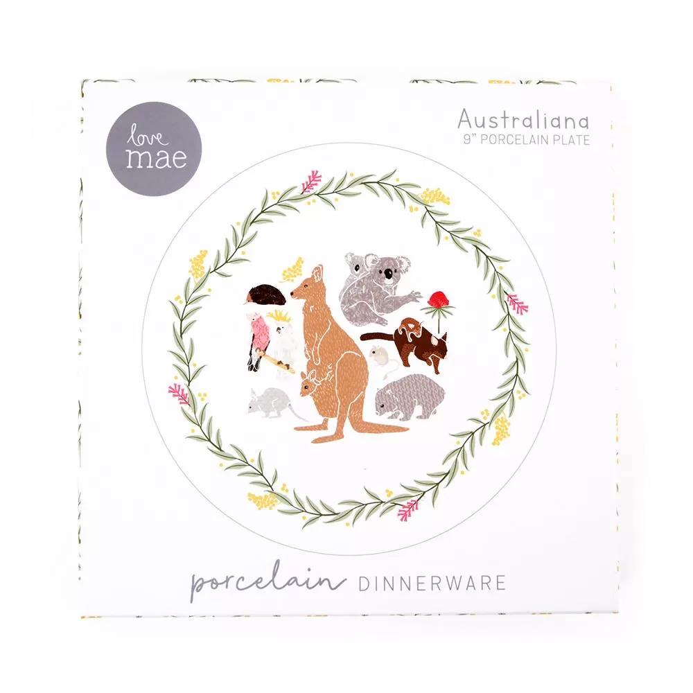 Love Mae Porcelain Plate - Australiana Christmas ** Pick Up Instore Only **