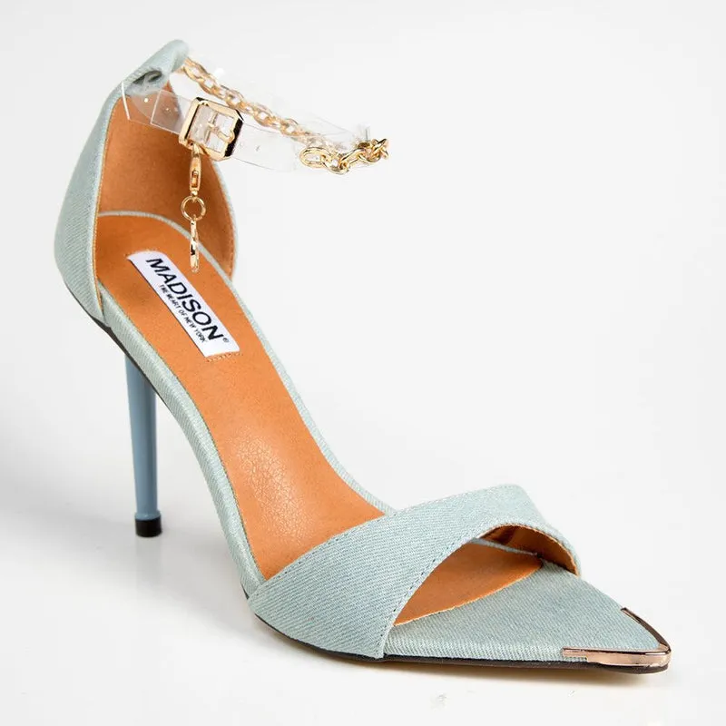 Madison Dellish Ankle Chain Sandals - Denim