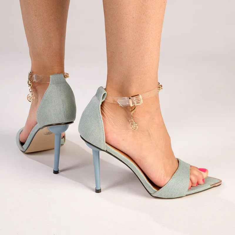 Madison Dellish Ankle Chain Sandals - Denim