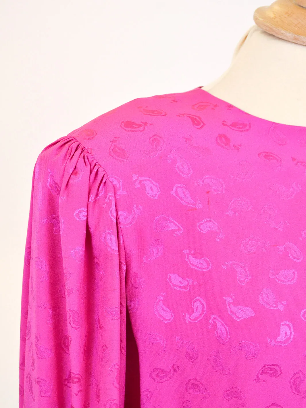 Maggy London by Jeannene Booher fuchsia silk dress, 80s