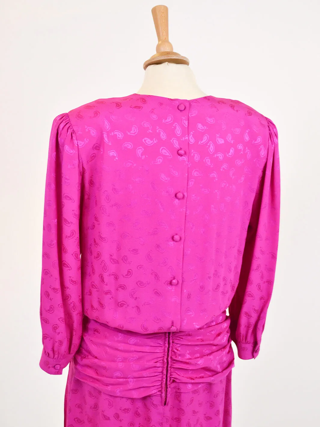 Maggy London by Jeannene Booher fuchsia silk dress, 80s