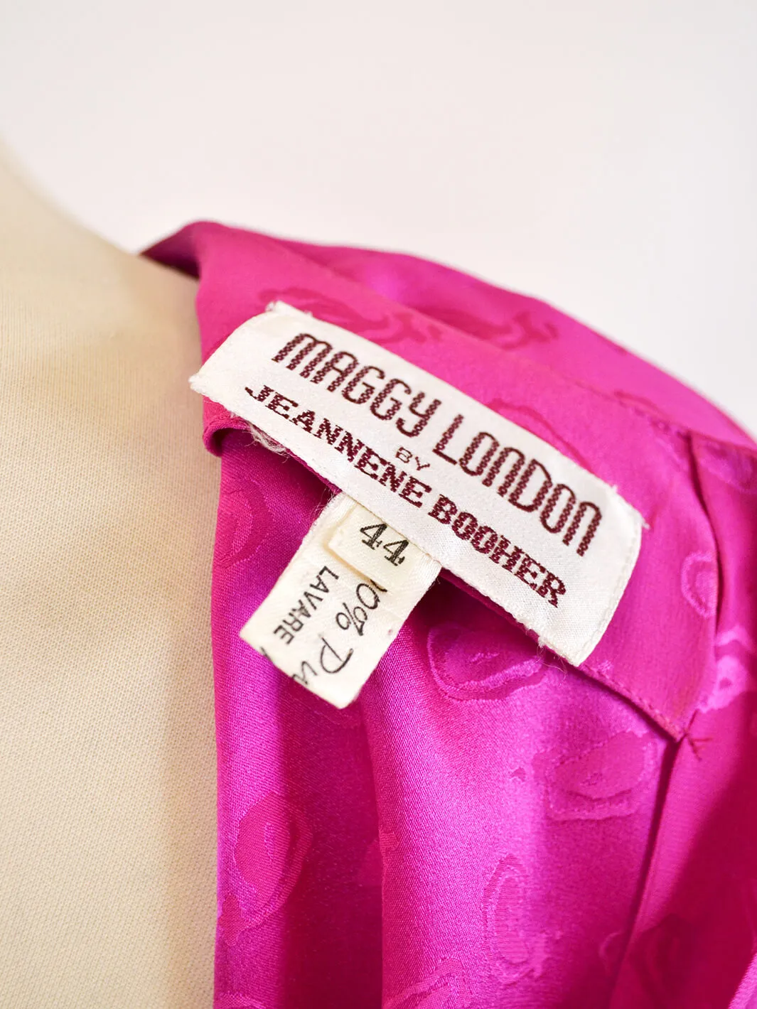 Maggy London by Jeannene Booher fuchsia silk dress, 80s