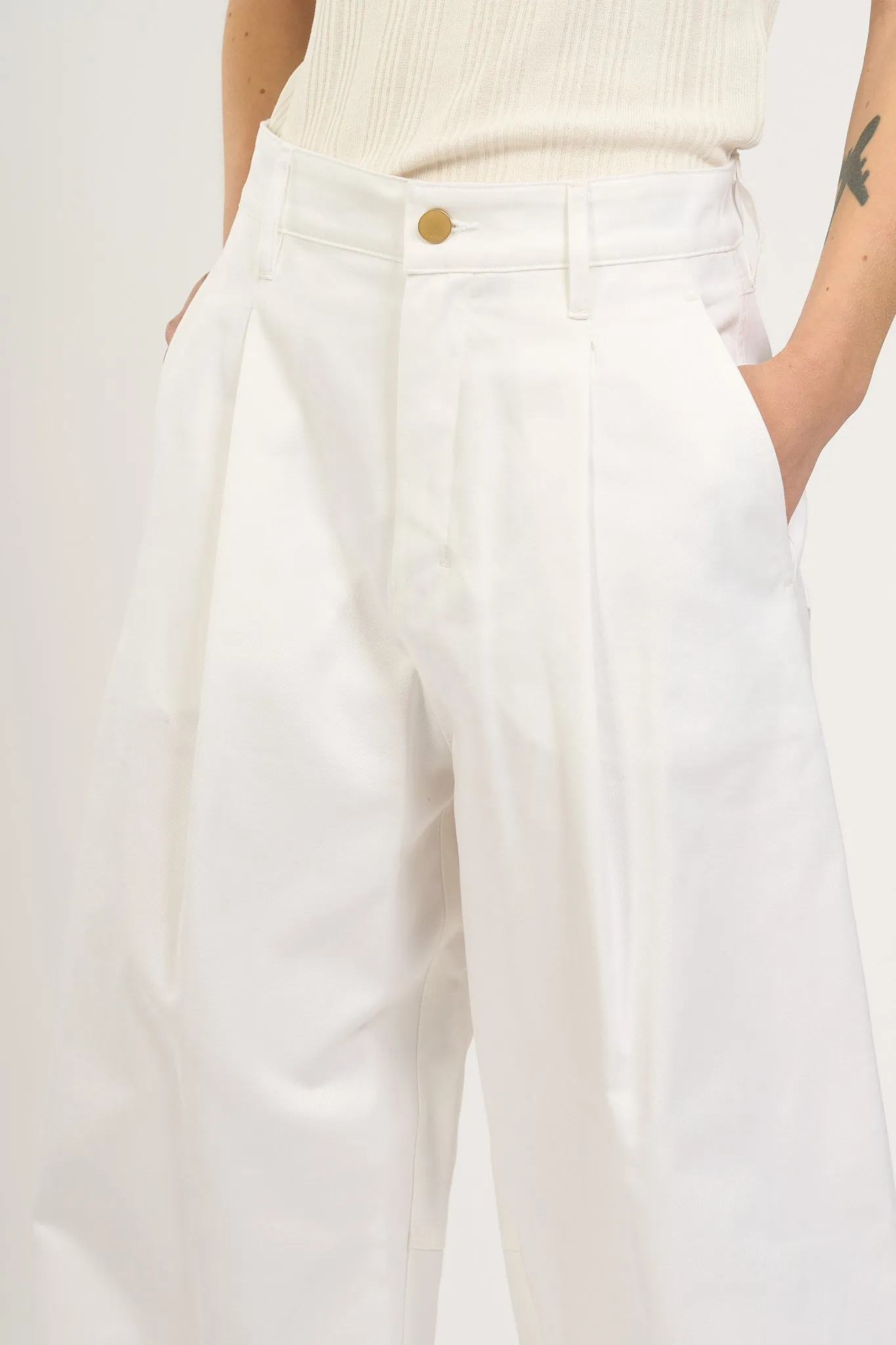 Max Mara Pantalone Vincent Ampio Bianco Donna