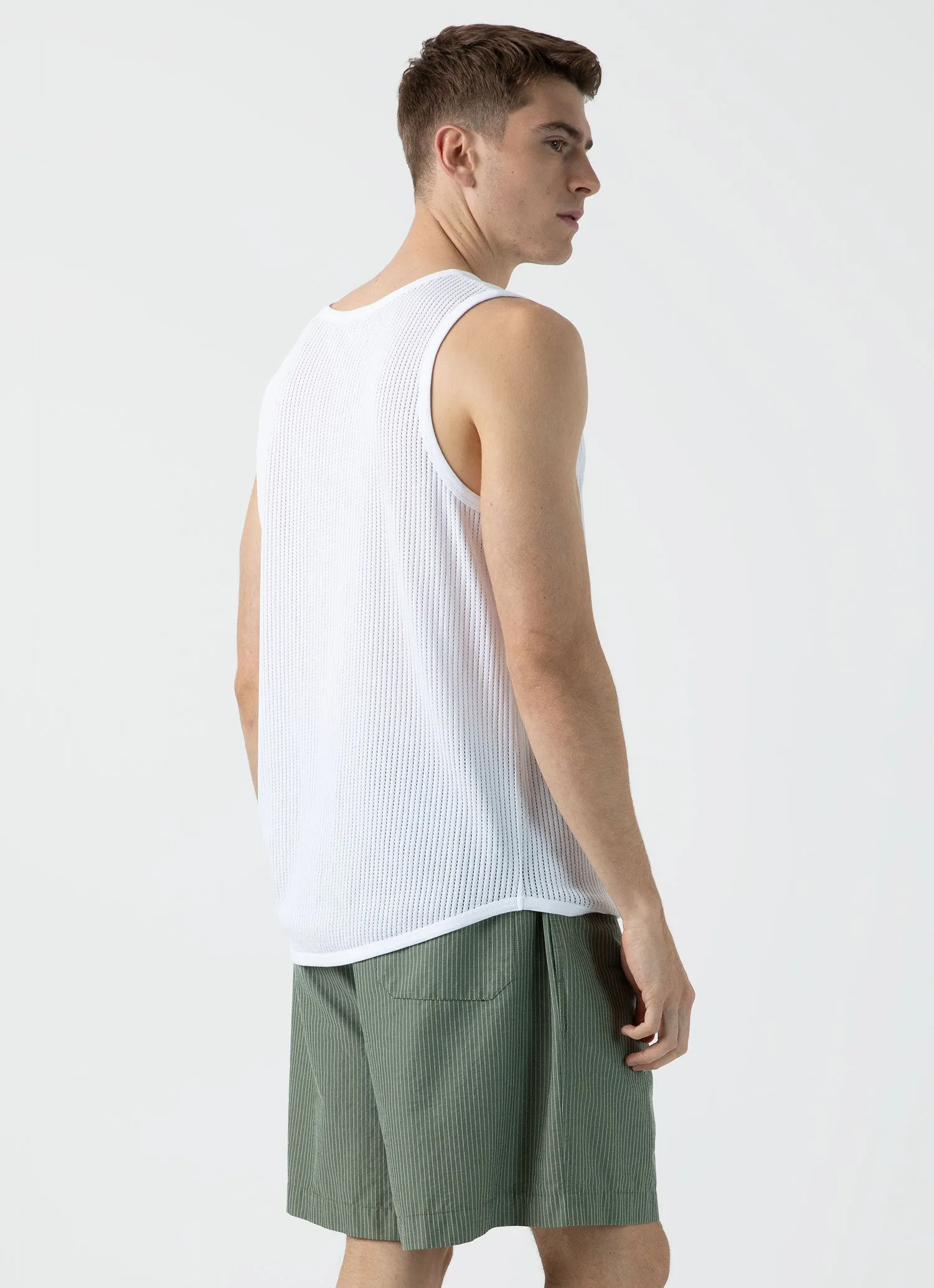 Men's Sunspel x Nigel Cabourn Mesh Vest in White