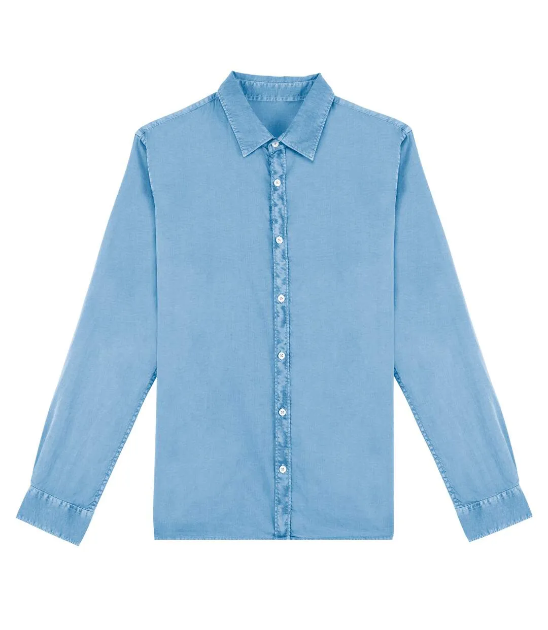 Mens washed long-sleeved shirt cool blue Native Spirit