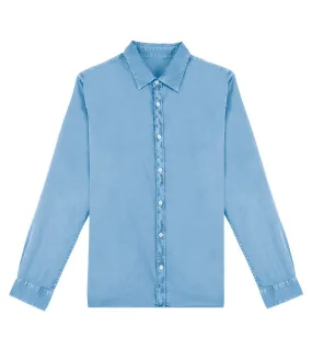 Mens washed long-sleeved shirt cool blue Native Spirit