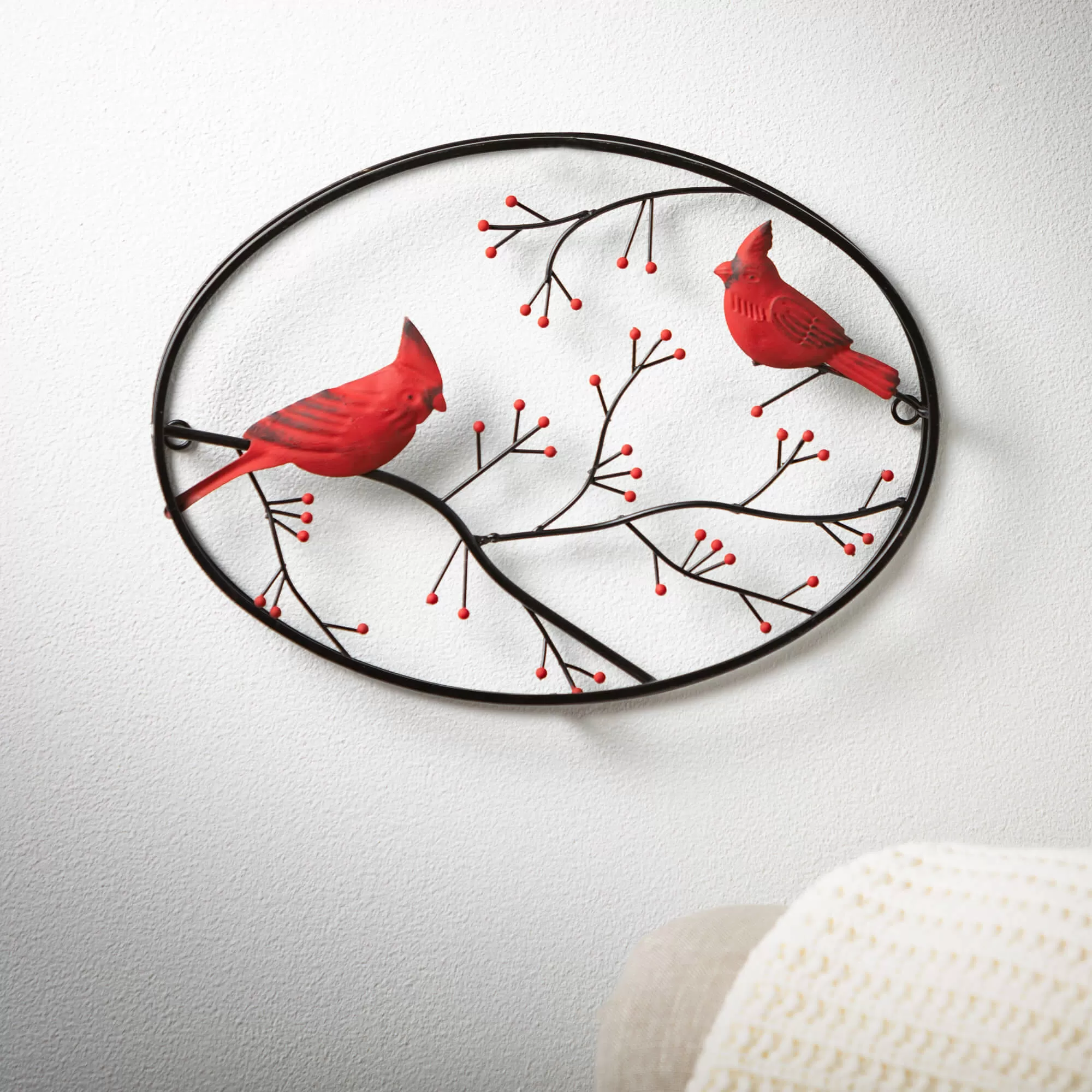 Metal Oval Cardinal Wall Decor