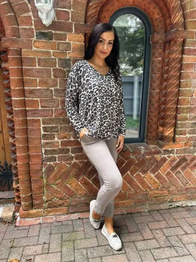 Natural Leopard Sparkle Hem Top Kat