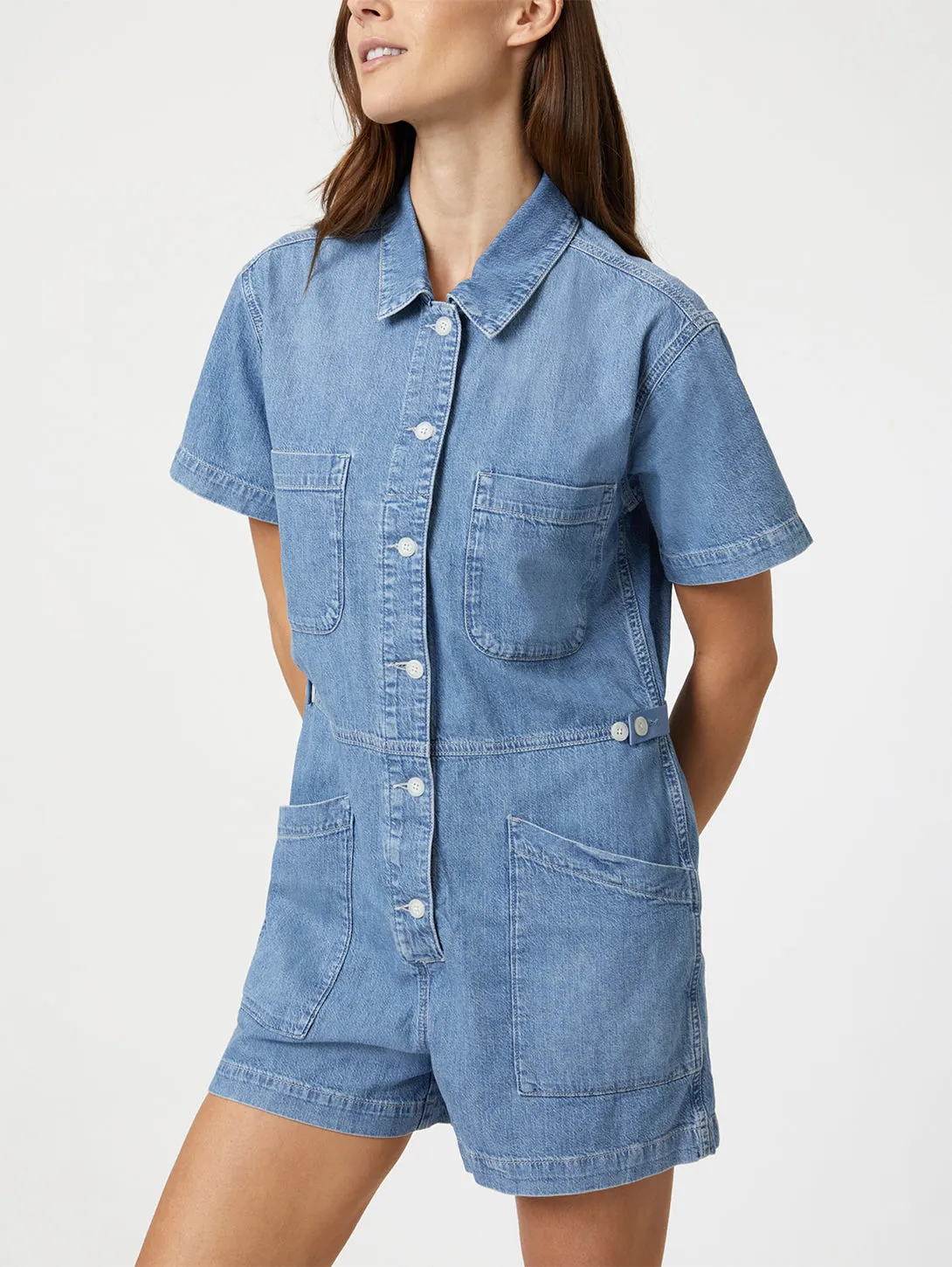 Noreen Romper - Mid Denim