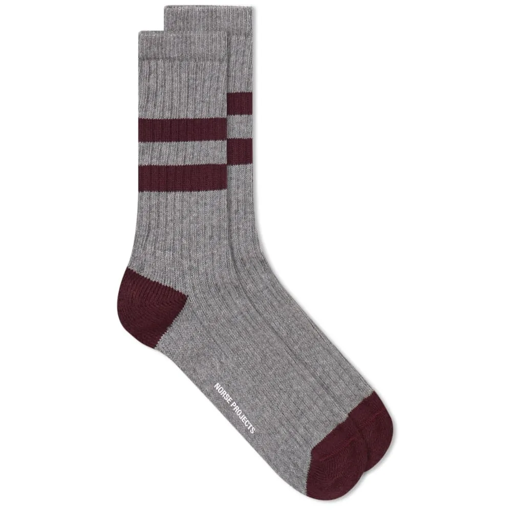 Norse Projects Bjarki Cotton Sport SockMulberry Red