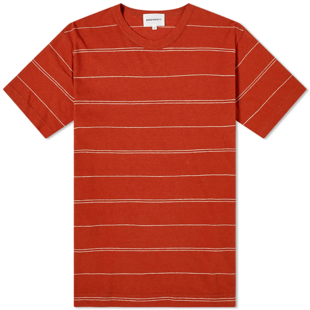 Norse Projects Joakim Fine Stripe T-ShirtBurnt Havtorn