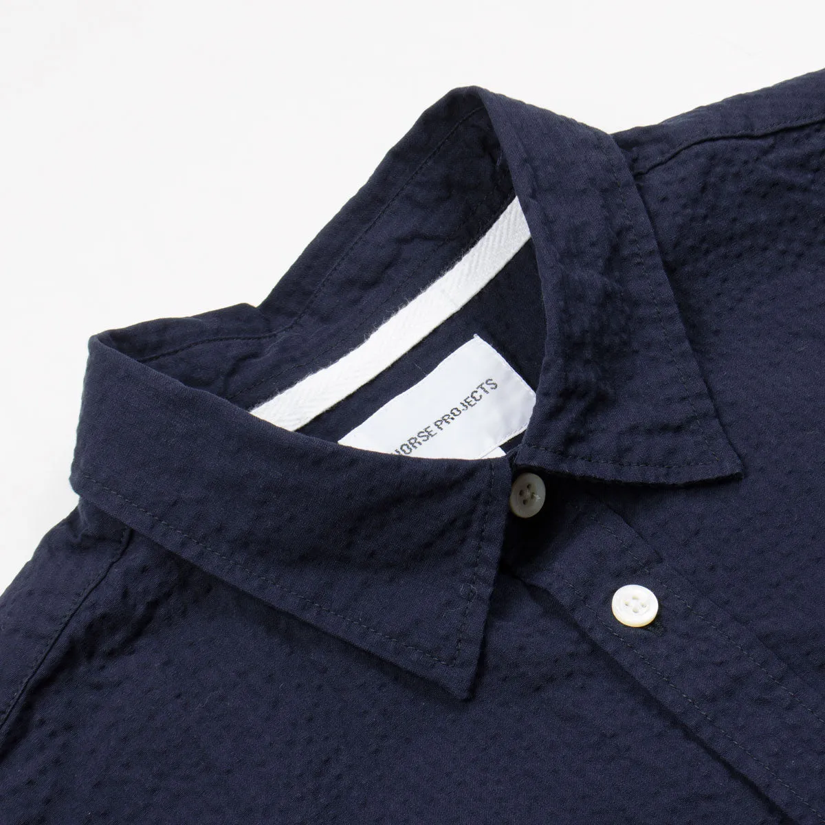 Norse Projects - Osvald Seersucker SS Shirt - Dark Navy