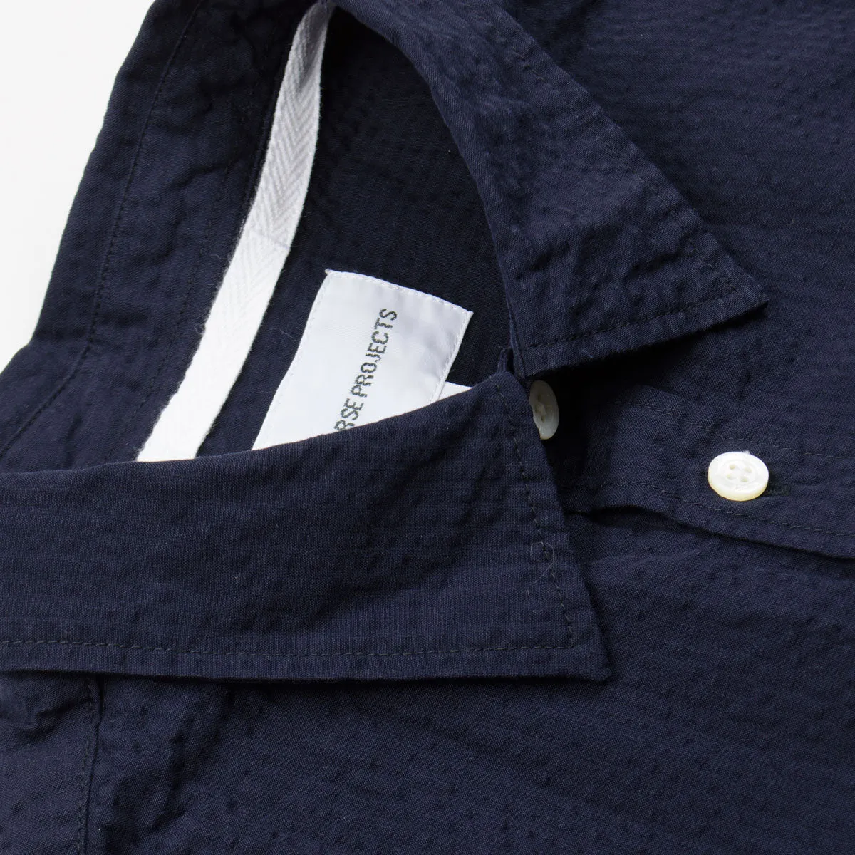 Norse Projects - Osvald Seersucker SS Shirt - Dark Navy