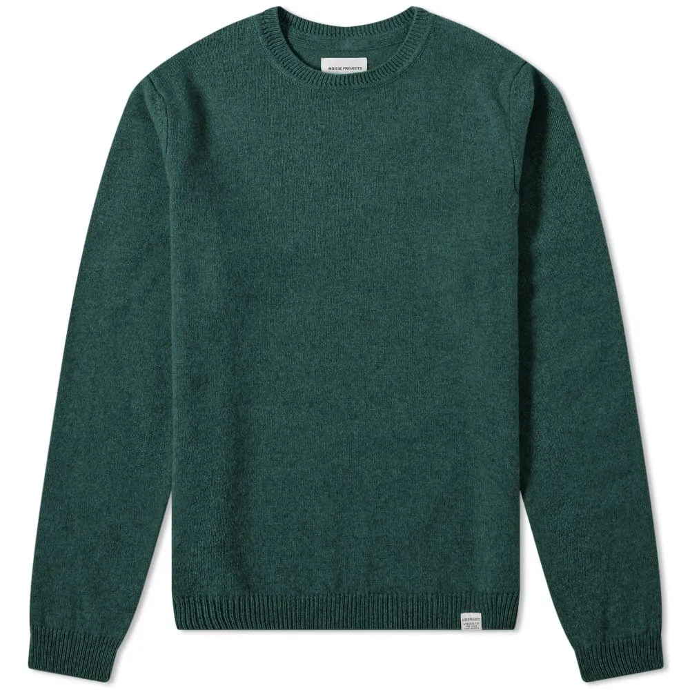 Norse Projects Sigfred Lambswool Crew KnitQuartz Green