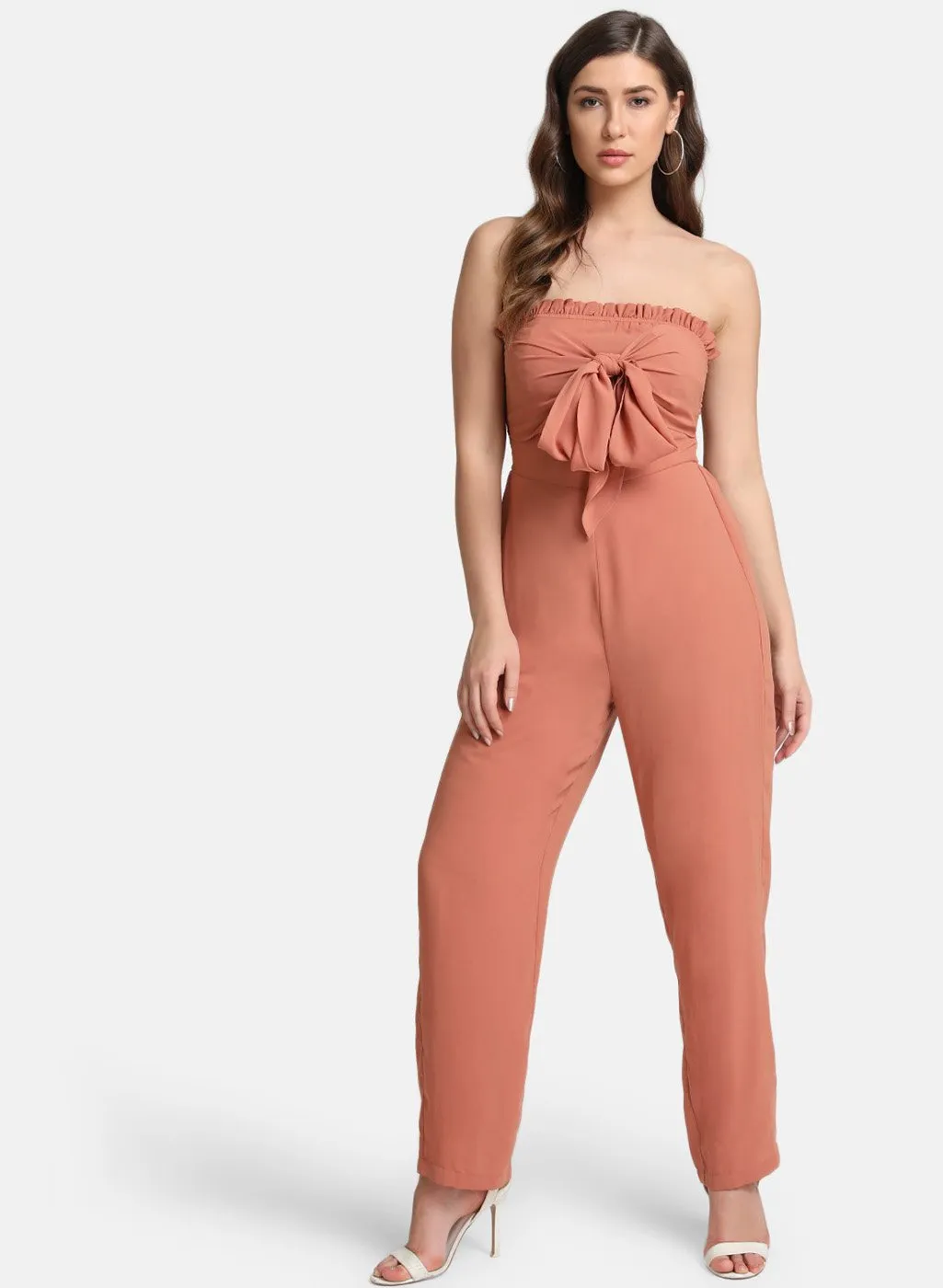 Off-Shoulder Jumpsuit With Self-Tie