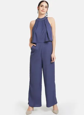 Overlay Halter Neck Jumpsuit