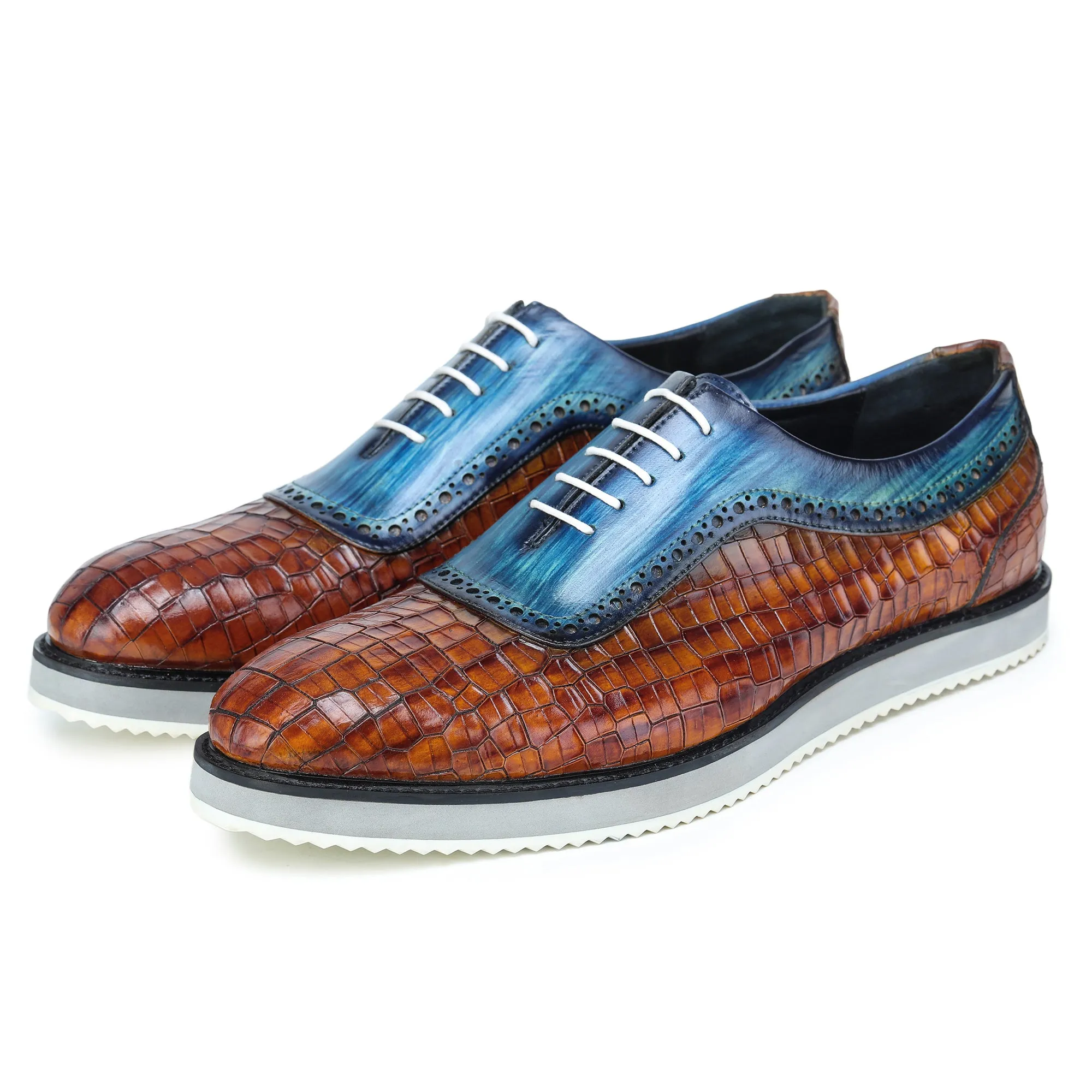 Oxford Sneakers- Croc Brown & Blue