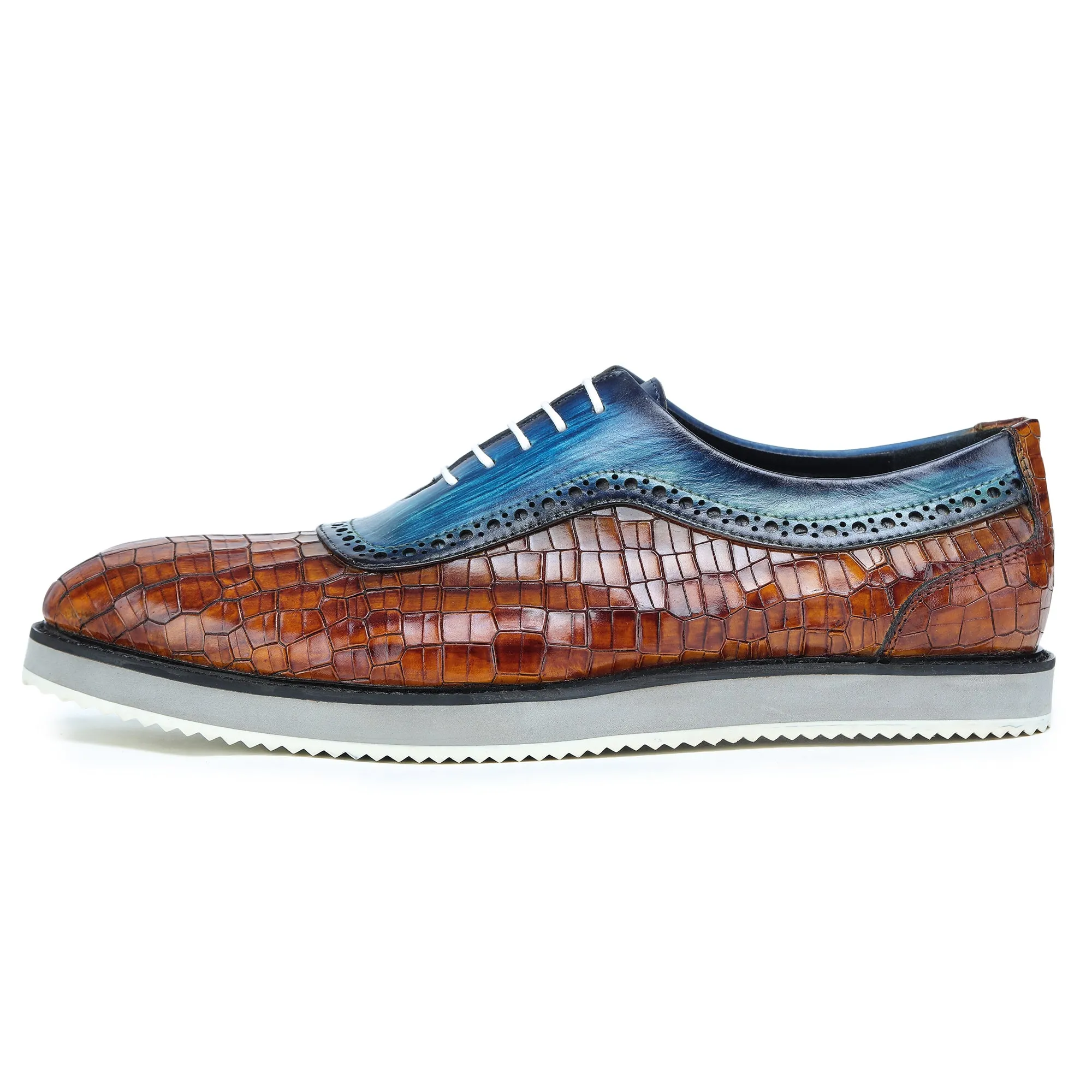 Oxford Sneakers- Croc Brown & Blue