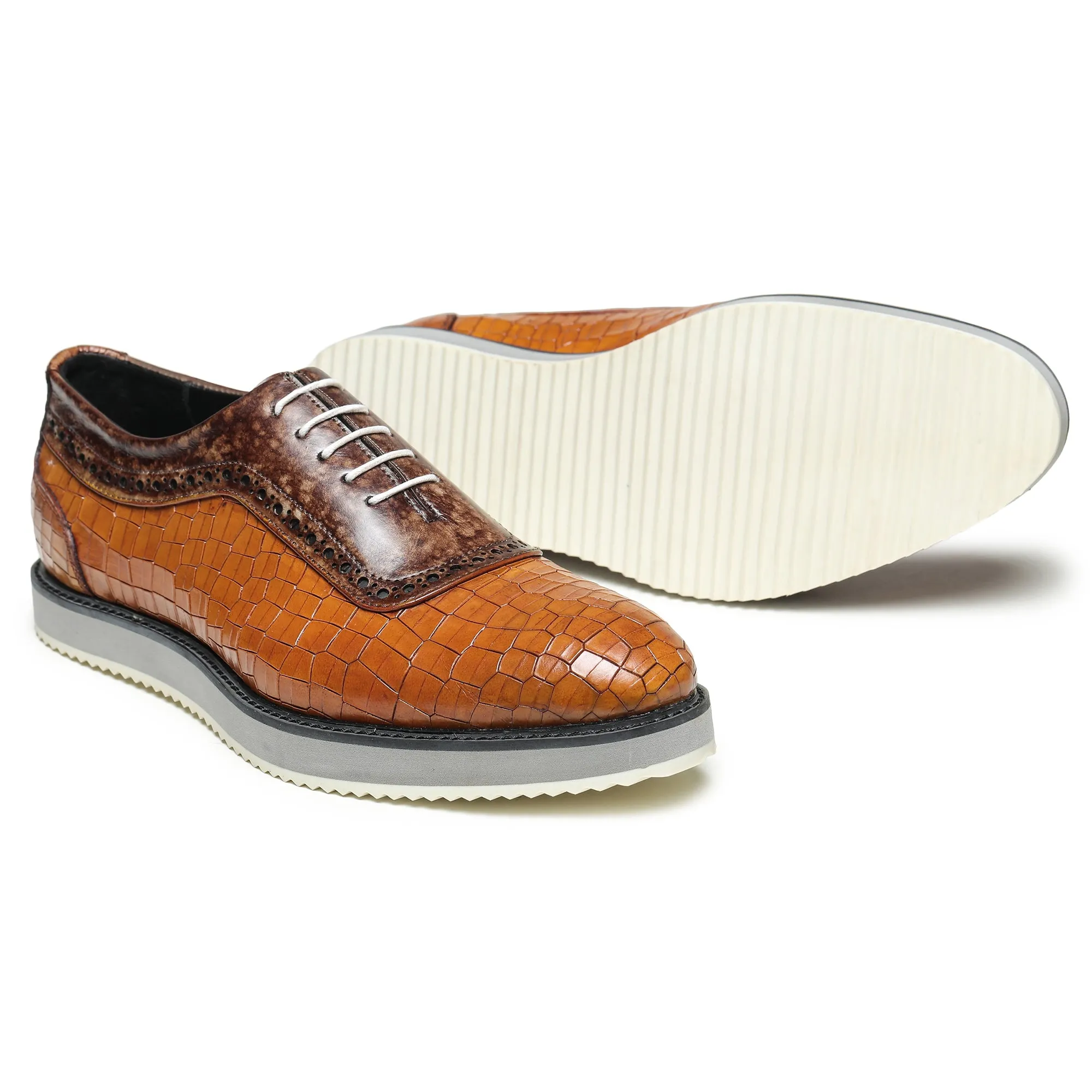 Oxford Sneakers- Croc Tan & Brown