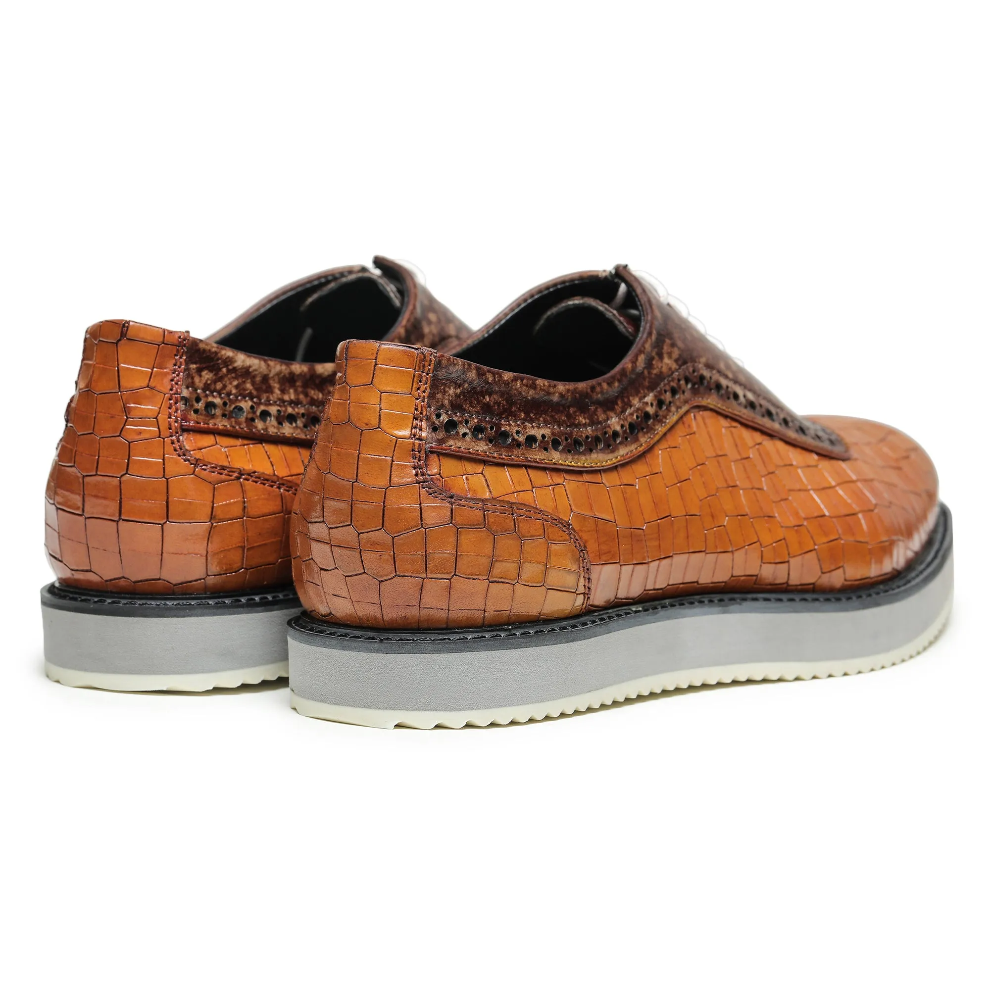 Oxford Sneakers- Croc Tan & Brown