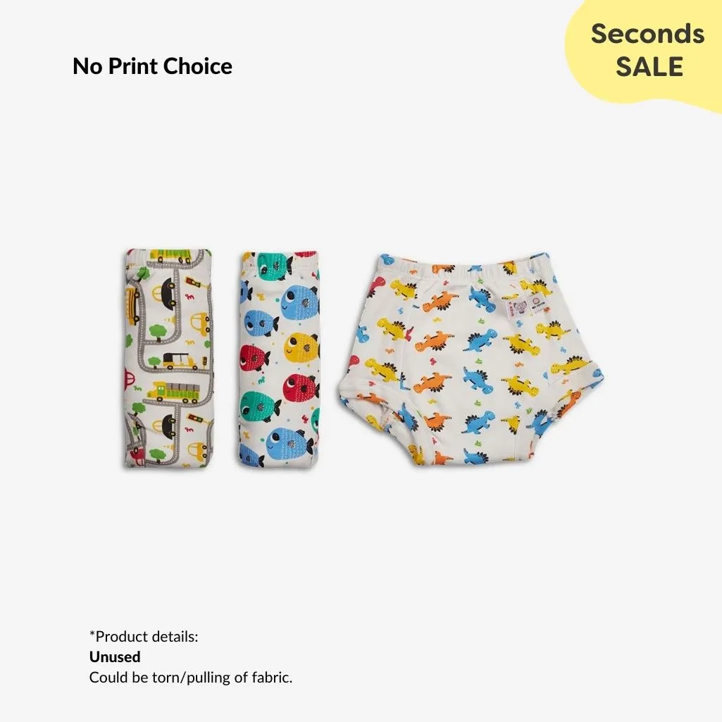 Pack of 3 Padded Underwear with torn/pulling of fabric - No print choice