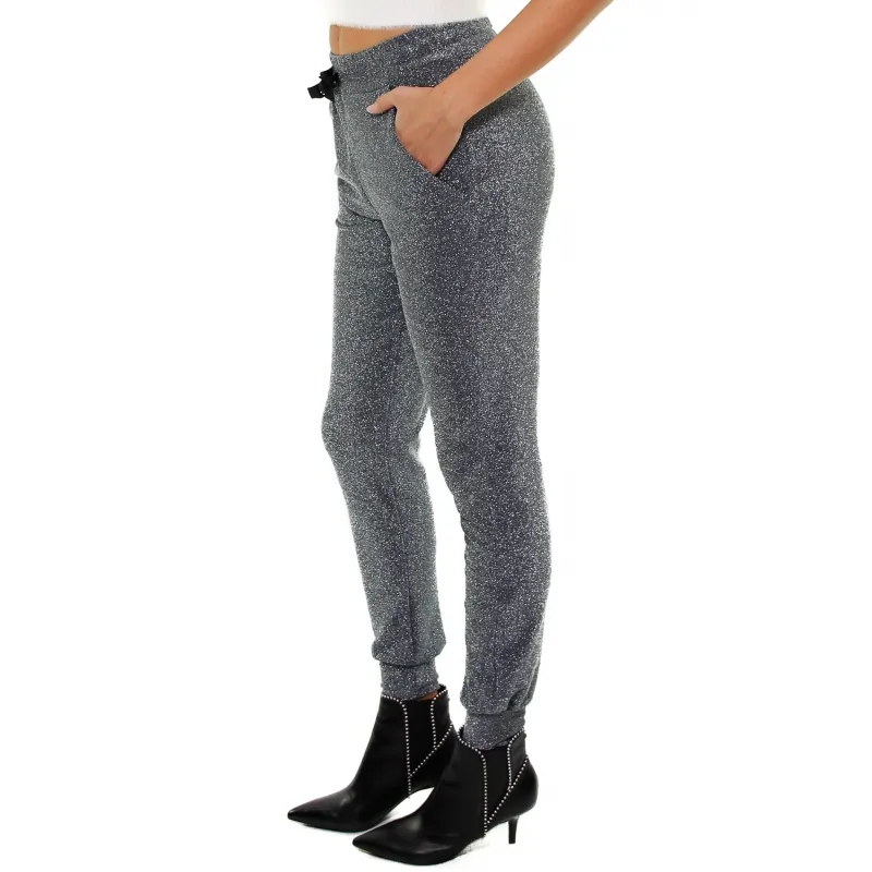 PANTALONE JOGGER IN LUREX, GRIGIO