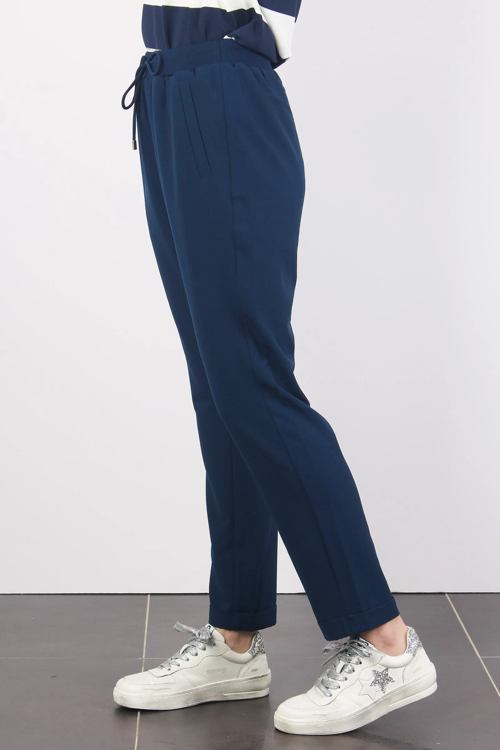 Pantalone Jogging Crepe Dress Blue