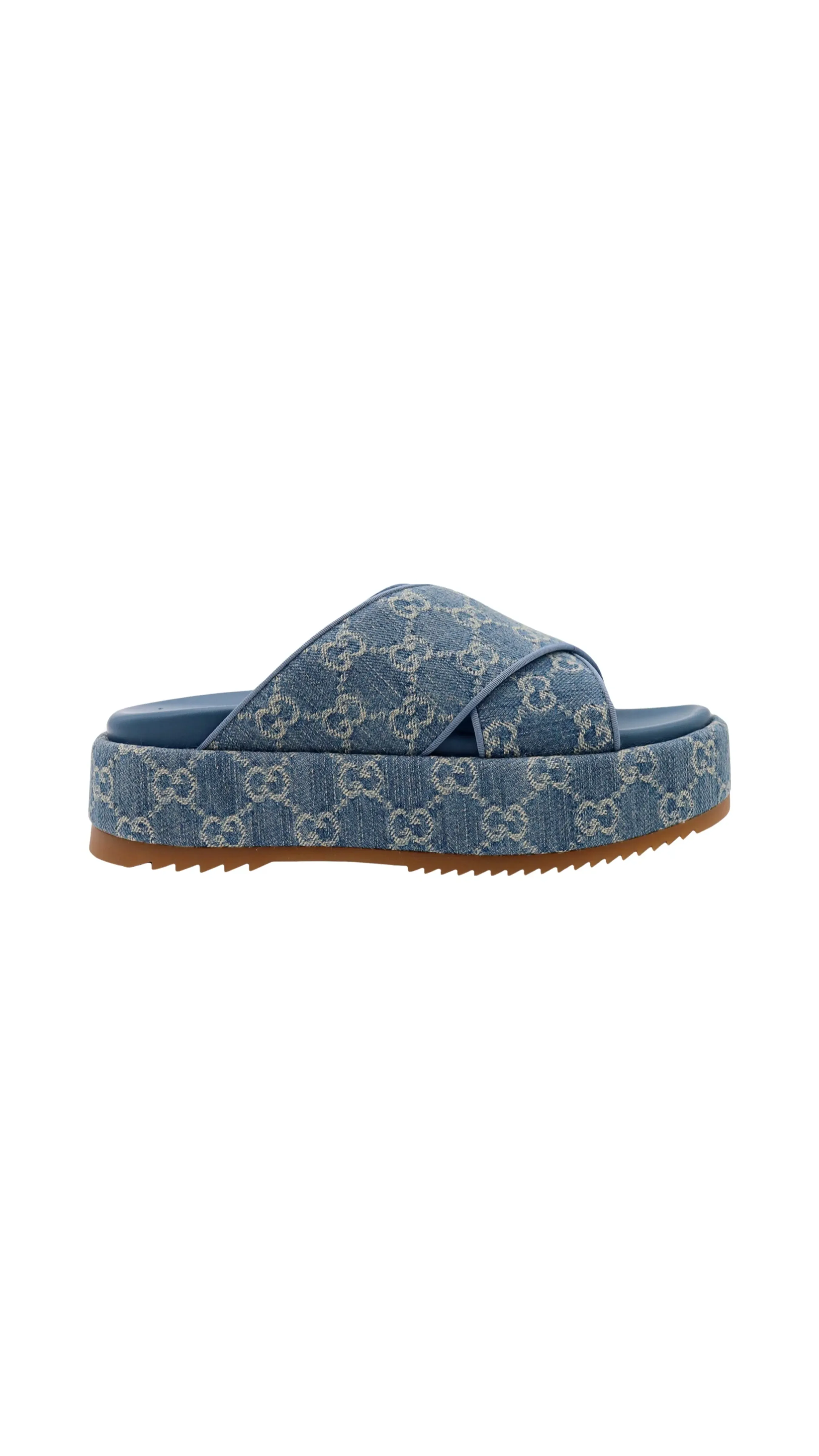 Platform Denim Sandals - Blue