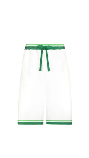 Poplin Jogging Shorts With Majolica Print - White