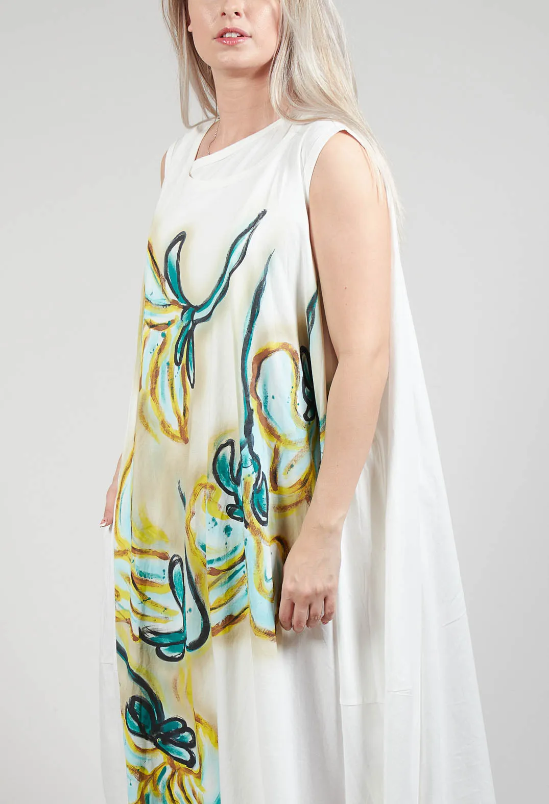 Printed Double Vest Dress in Spec Handpaint