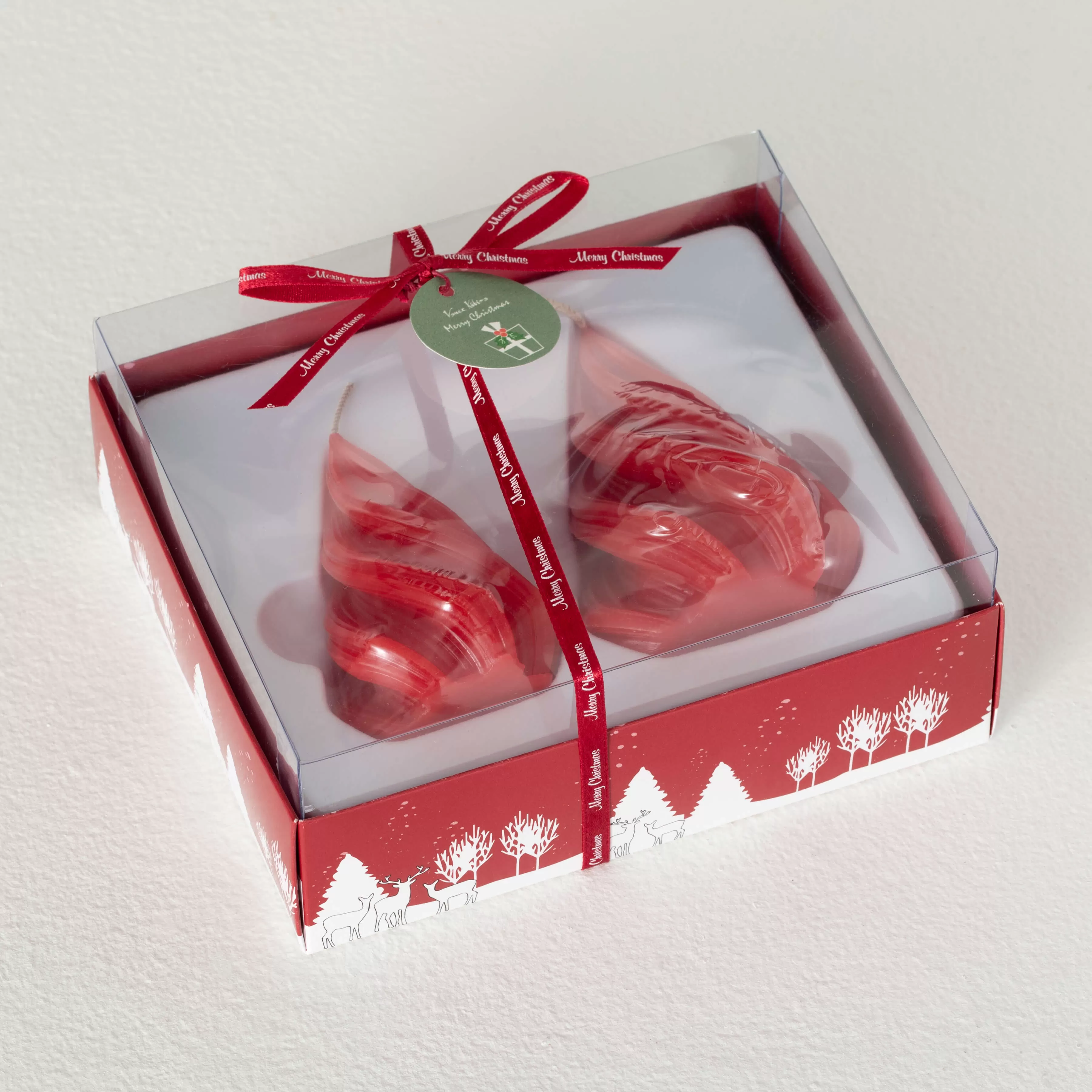 Red Christmas Tree Candle Set