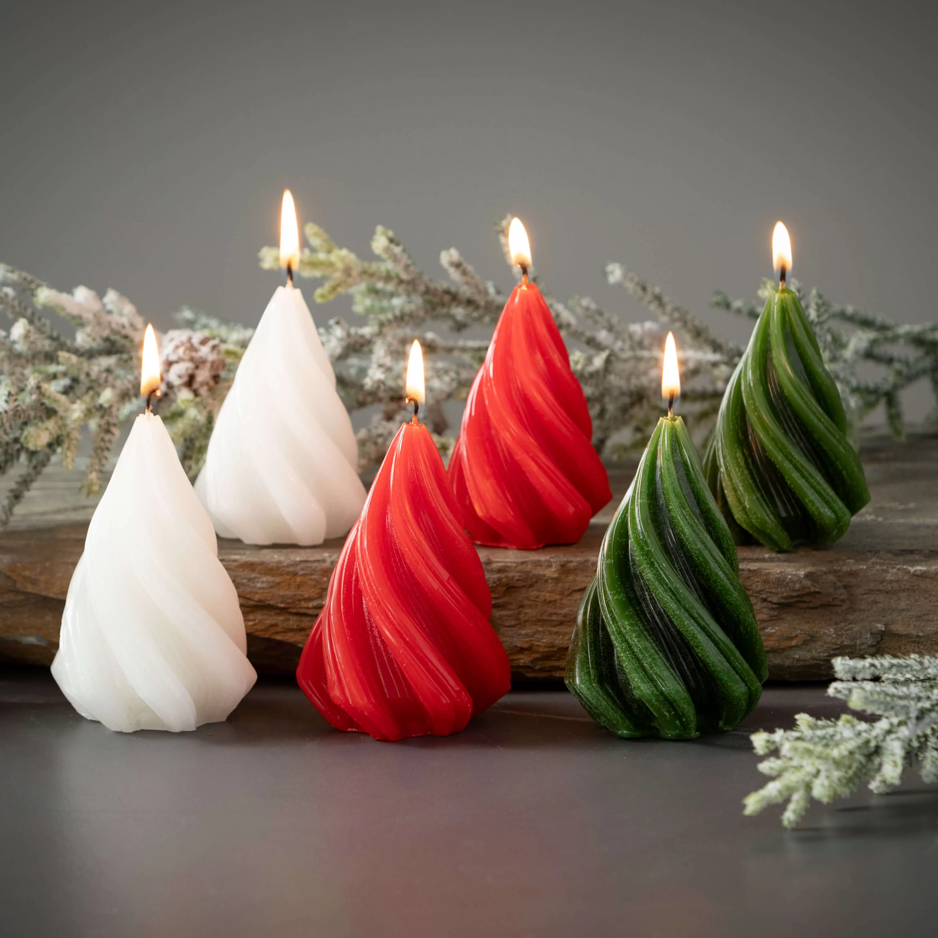 Red Christmas Tree Candle Set