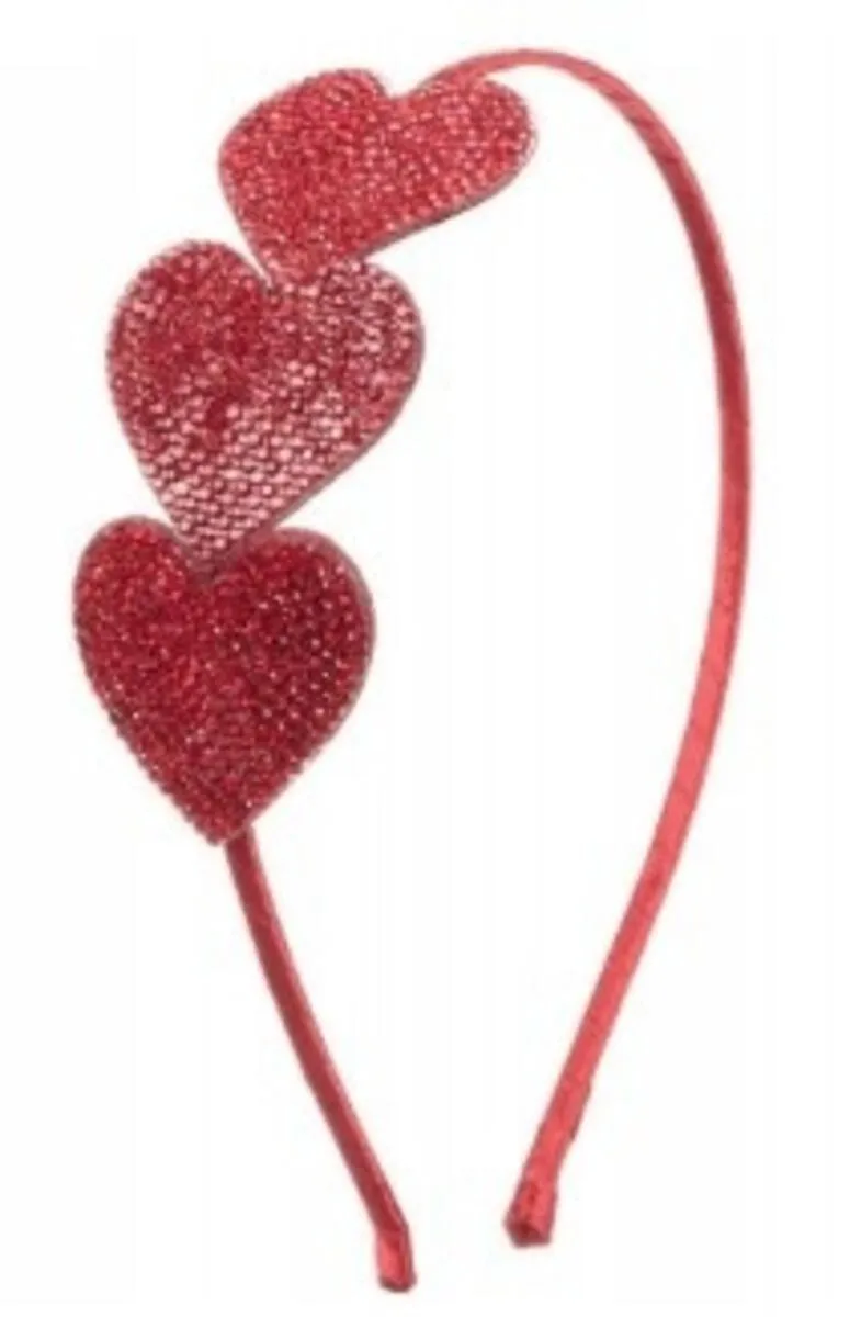 Red Three Heart Crystal Headband