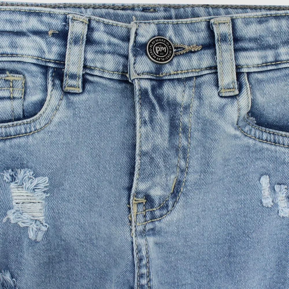 Ripped Light Blue Jean Shorts