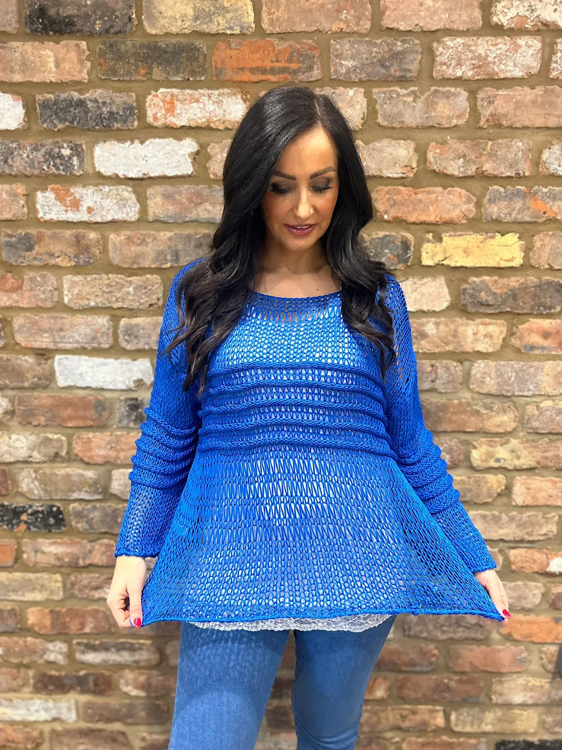 Royal Blue Loose Knit Jumper JoJo