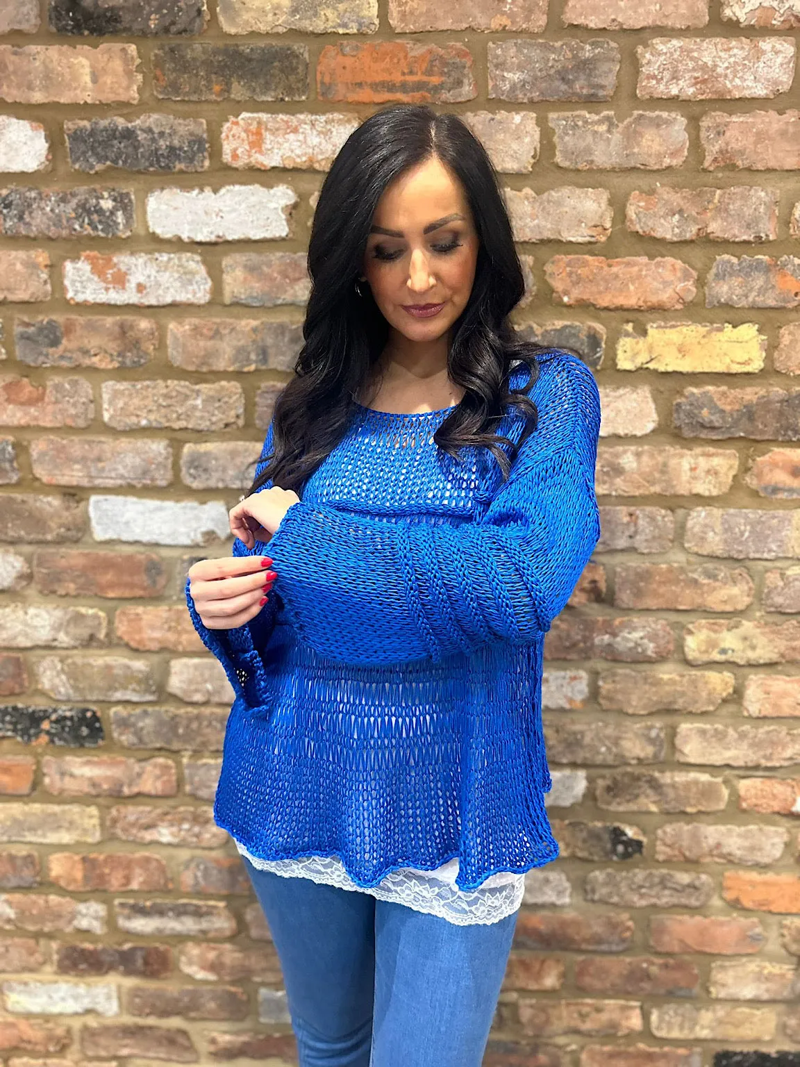 Royal Blue Loose Knit Jumper JoJo