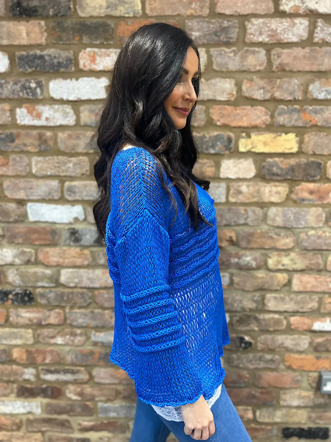 Royal Blue Loose Knit Jumper JoJo