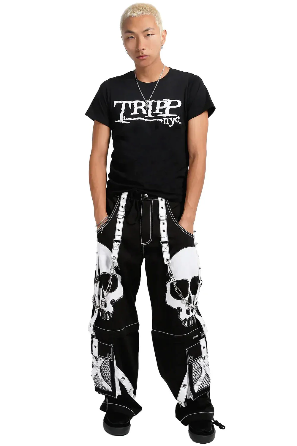 Scare Pant Blk/White BIG Skull