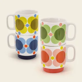 Set of 4 Stacking Mugs - Atomic Flower