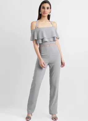 Shoulder Strap Jumpsuit Wisth Mesh Insert On The Waist